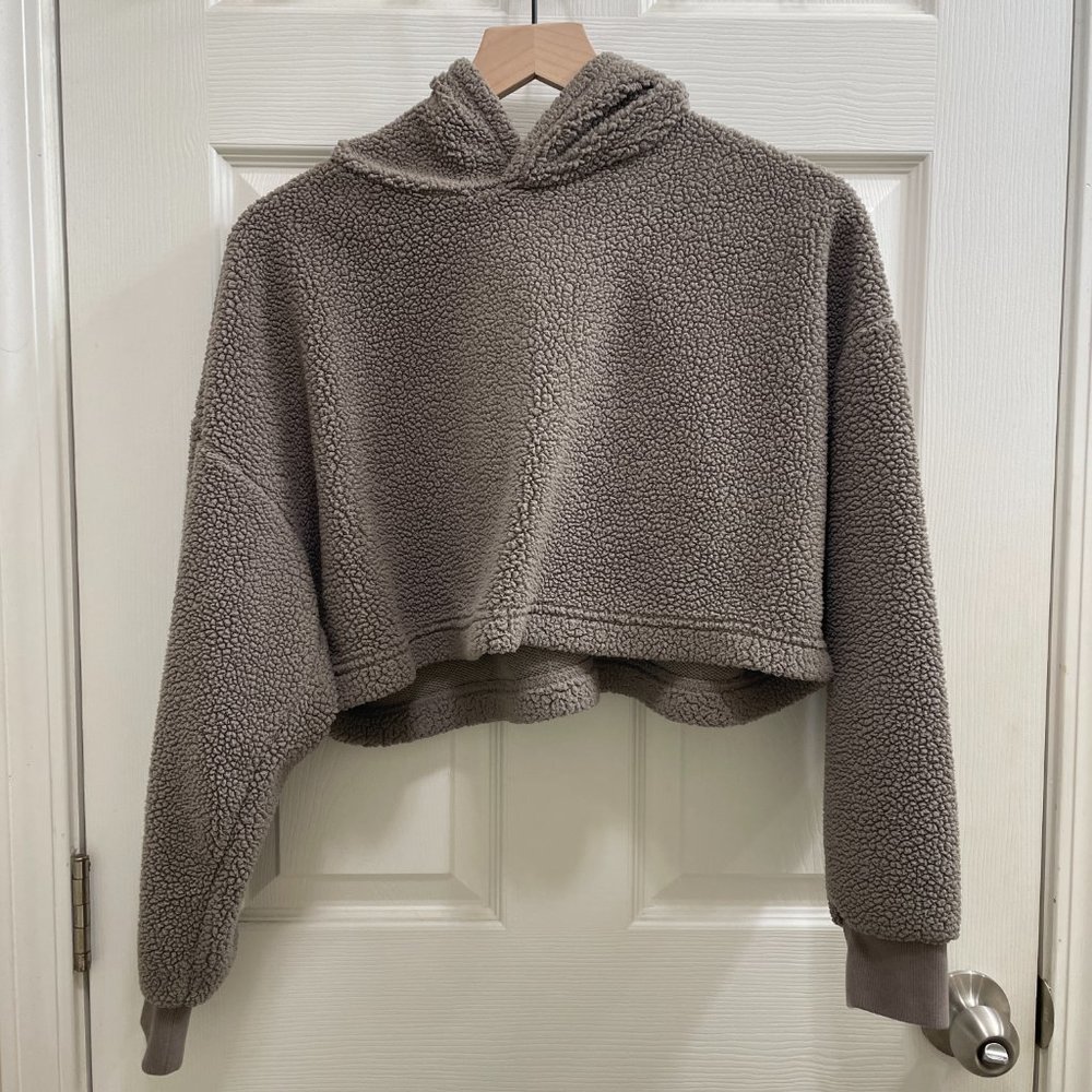 Aritzia - Sunday Best - Taupe - Sherpa - Cropped Hoodie